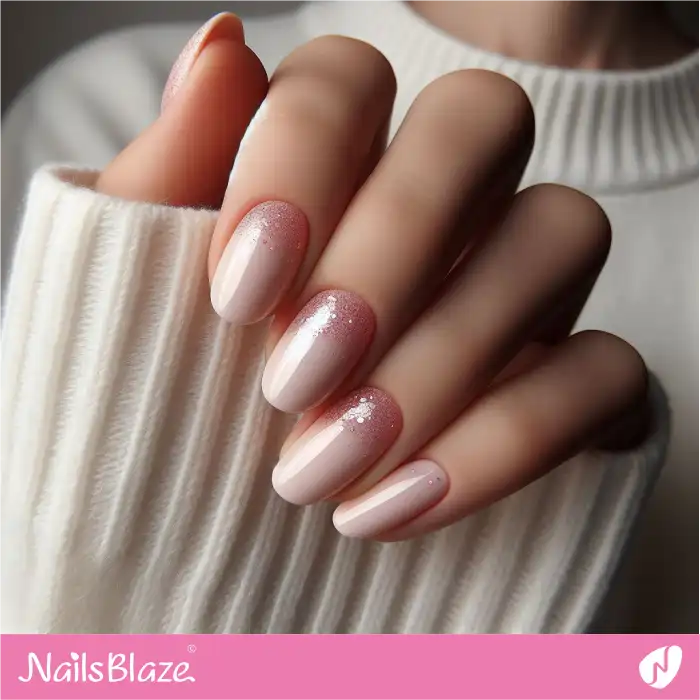 Baby Pink Oval Nails with Shimmers | Spring Nails - NB3938